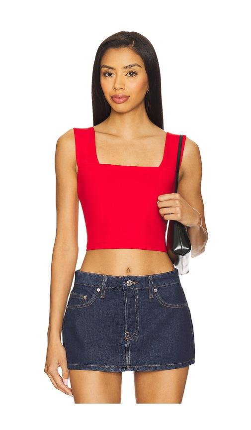 susana monaco x revolve wide strap crop top in red. - size l (also in s, m, xl)