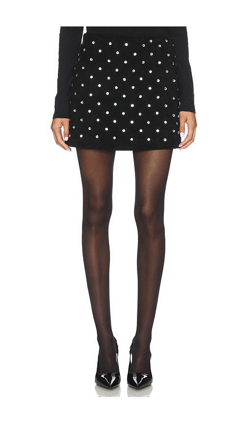 susanna chow demi diamante suede skirt in black. - size l (also in m, s)