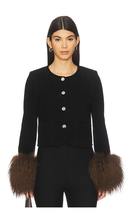 susanna chow frida suede jacket in black. - size m (also in s)