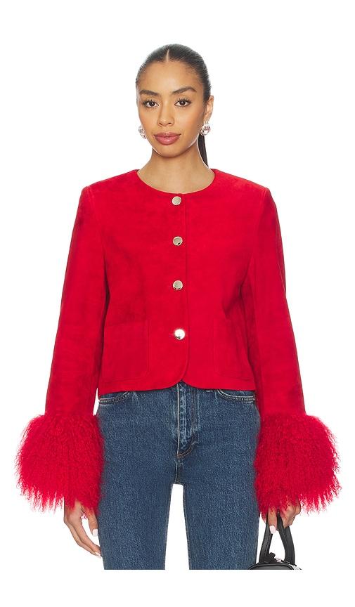 susanna chow frida suede jacket in red. - size m (also in s)