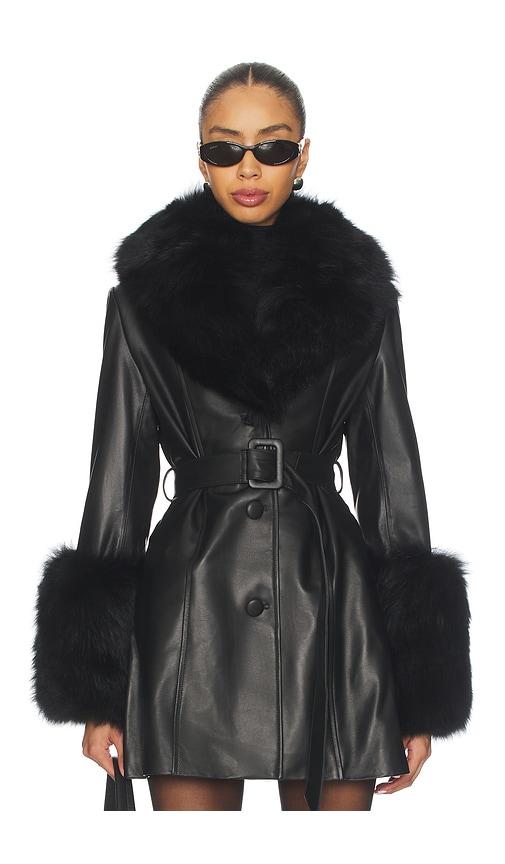 susanna chow roxy leather coat in black. - size l (also in m, s)