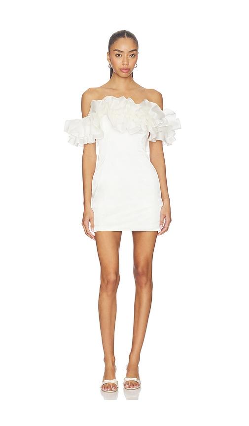 susanna chow sasha ruffle dress in white. - size 0 (also in 4, 8)