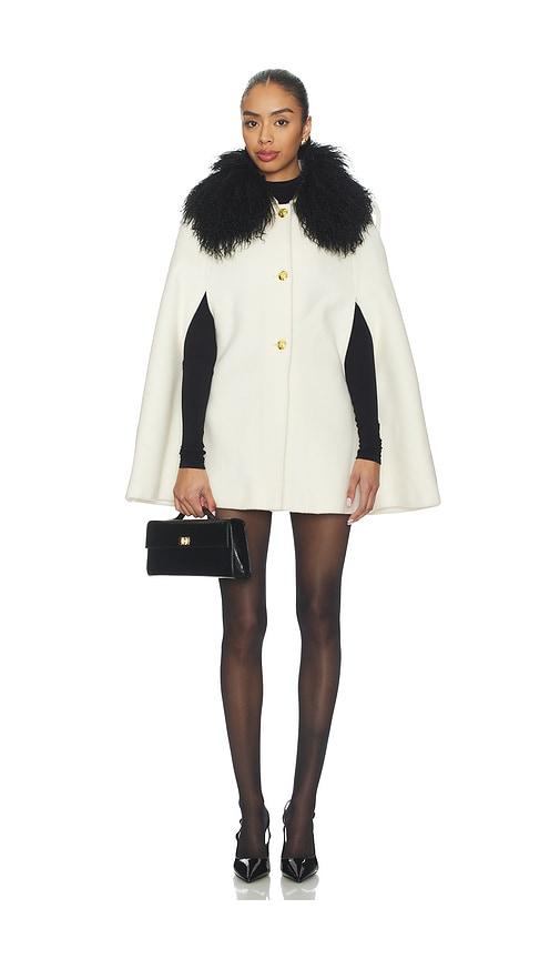 susanna chow serina cashmere shearling cape coat in cream. - size m (also in s)