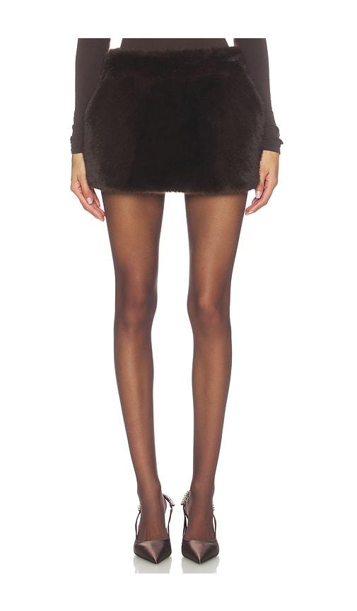 susanna chow sydney faux fur skirt in chocolate. - size l (also in m, s)