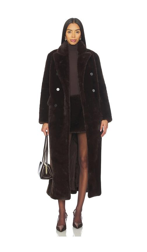 susanna chow yvonne faux fur coat in chocolate. - size l (also in m, s)