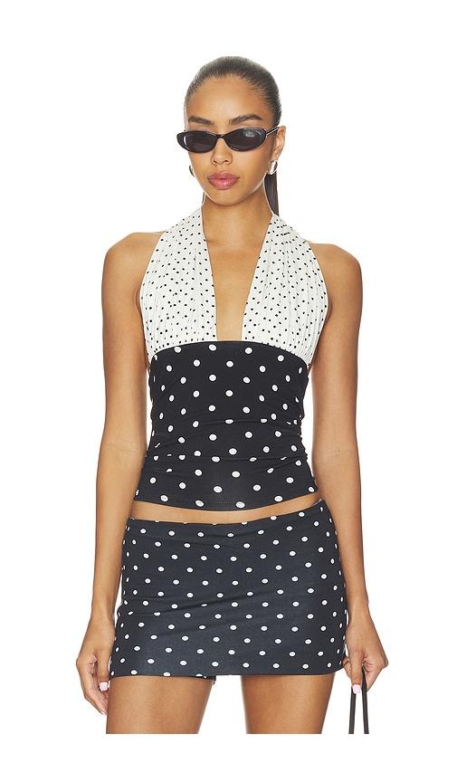 susmies susmie's isabela polka dot top in black.