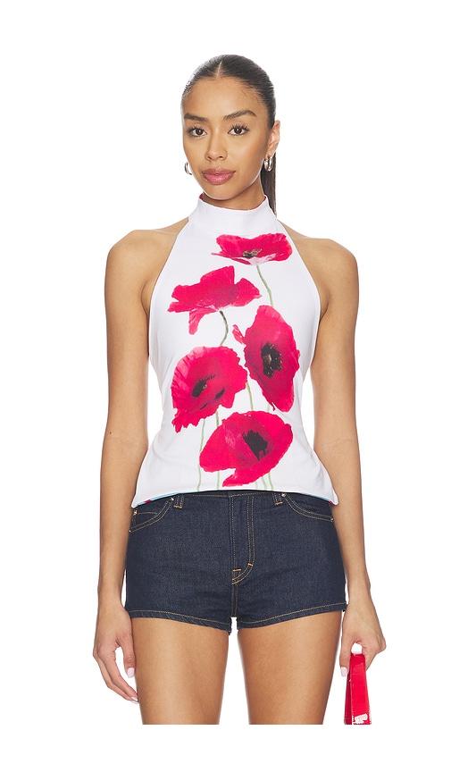 susmies susmie's poppy reversible top in white.