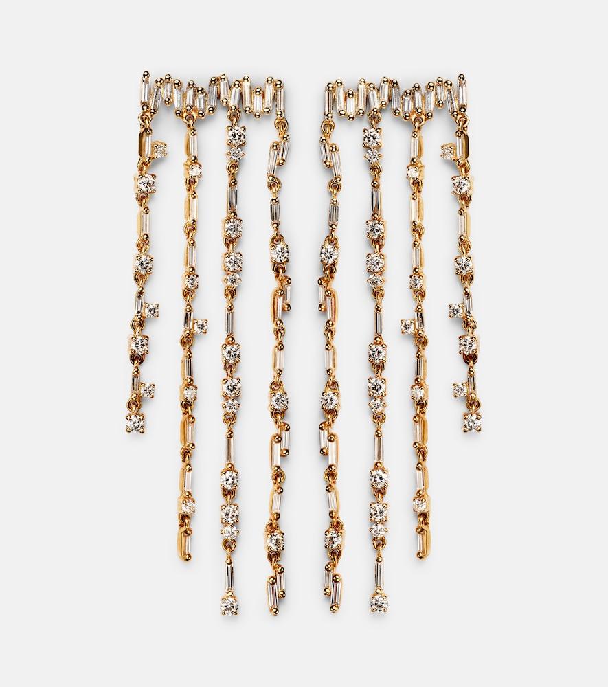 suzanne kalan 18kt gold fringe earrings with diamonds