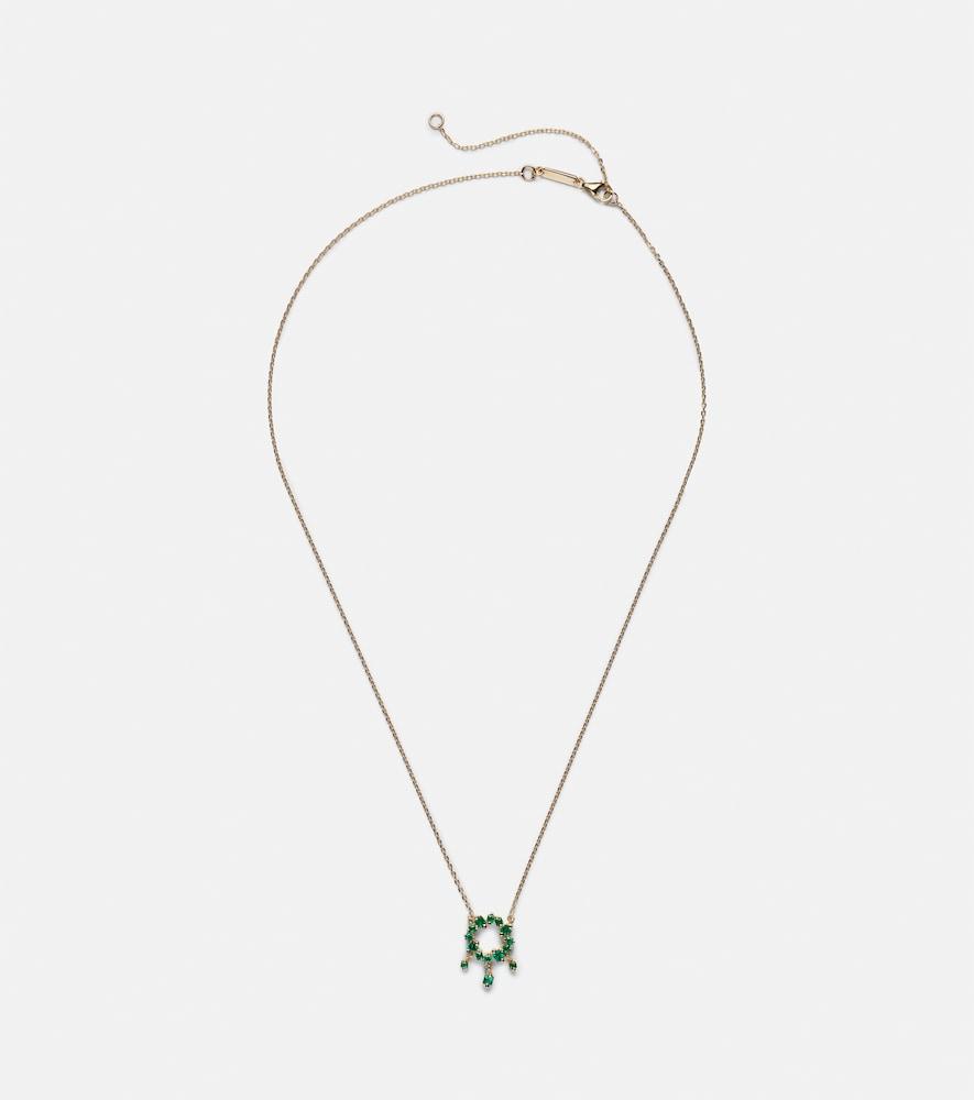 suzanne kalan 18kt gold necklace with emeralds