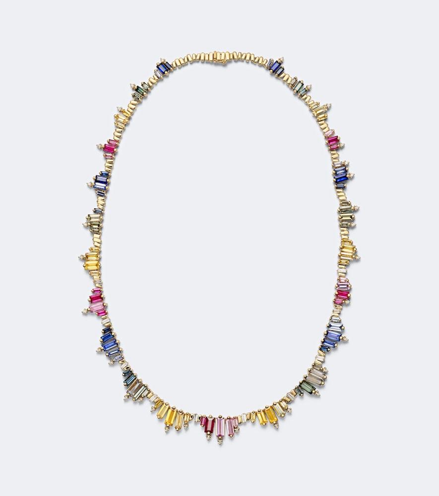 suzanne kalan 18kt gold necklace with sapphires and diamonds