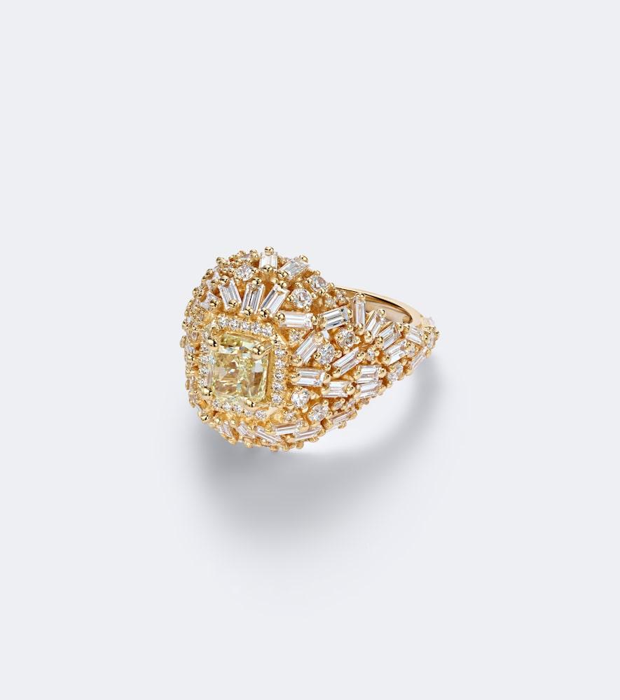 suzanne kalan 18kt gold ring with diamonds