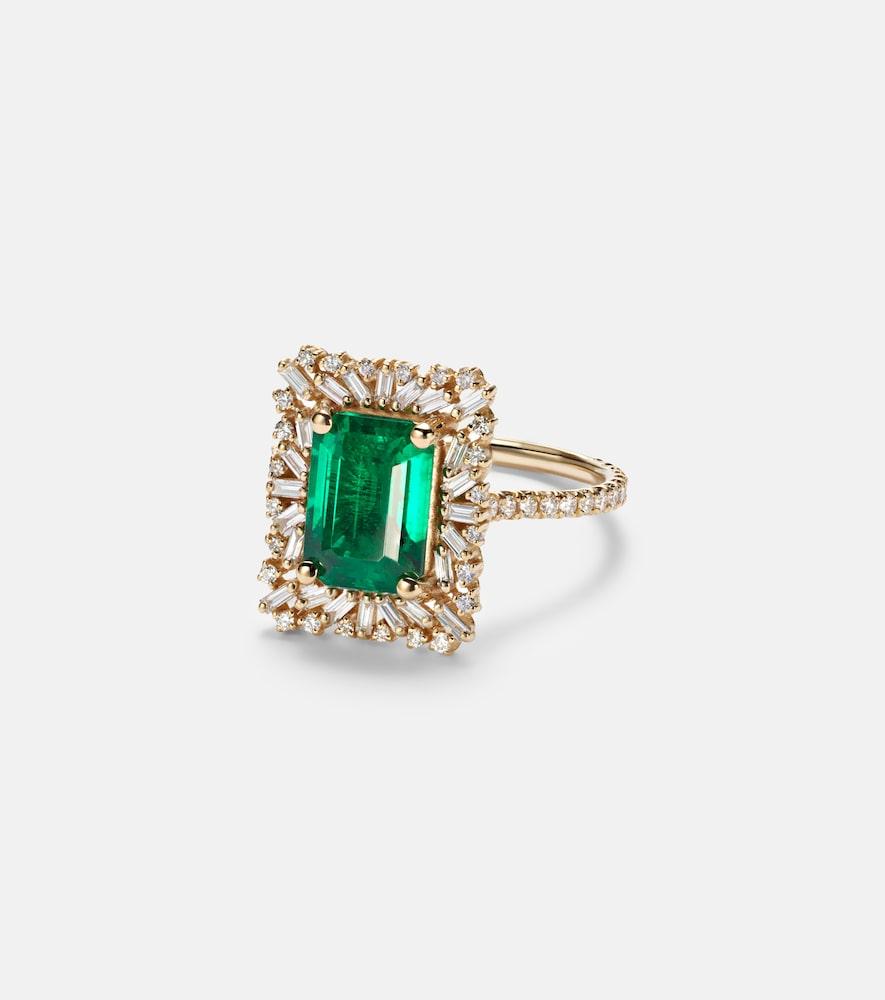 suzanne kalan 18kt gold ring with emerald and diamonds
