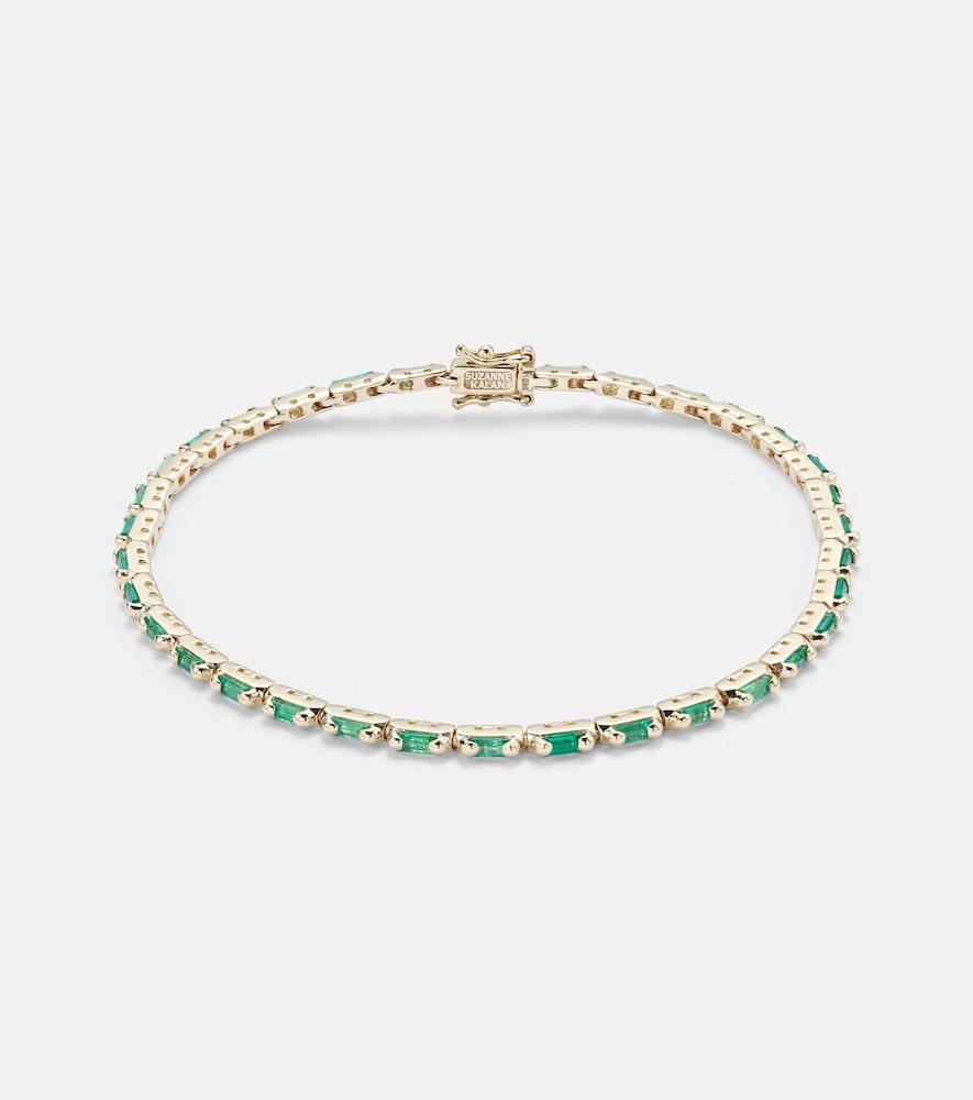 suzanne kalan 18kt gold tennis bracelet with emeralds