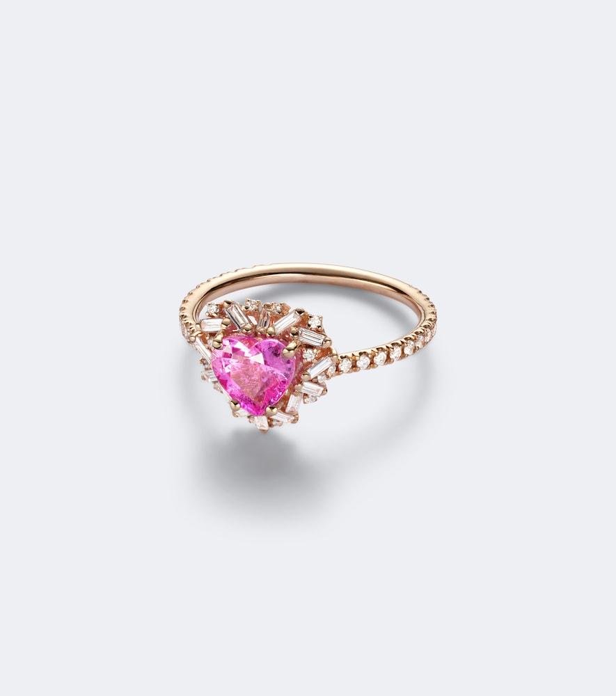 suzanne kalan 18kt rose gold ring with sapphire and diamonds