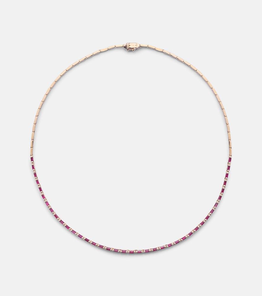 suzanne kalan 18kt rose gold tennis necklace with rubies