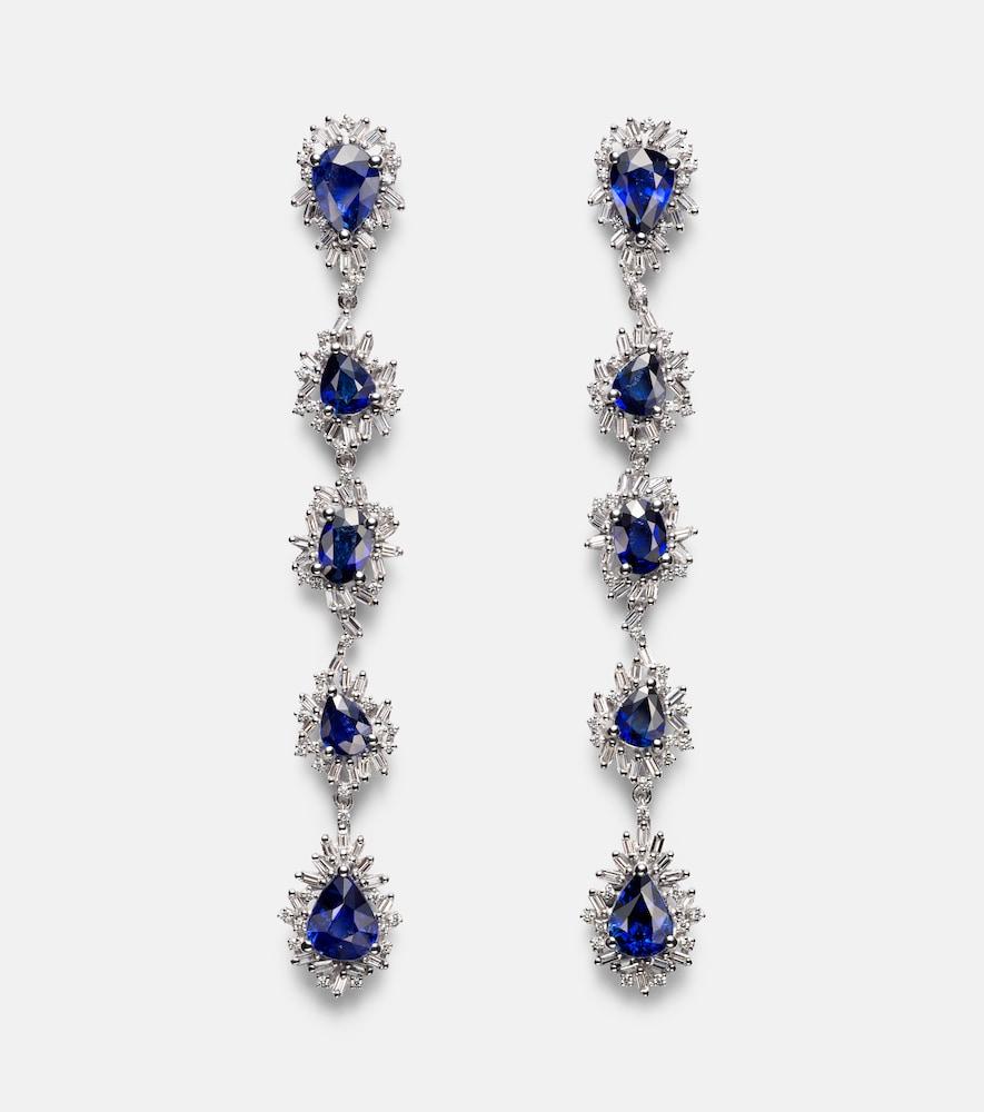 suzanne kalan 18kt white gold drop earrings with sapphires and diamonds