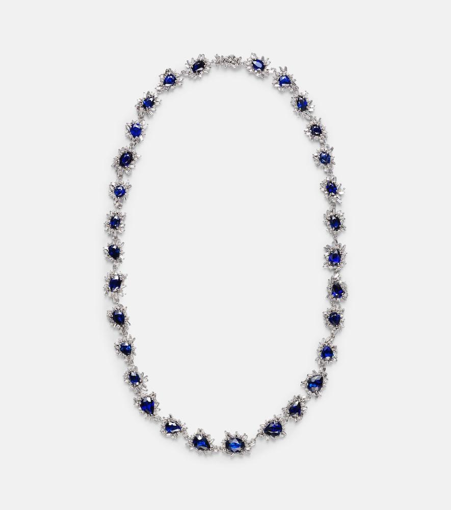 suzanne kalan 18kt white gold necklace with sapphires and diamonds