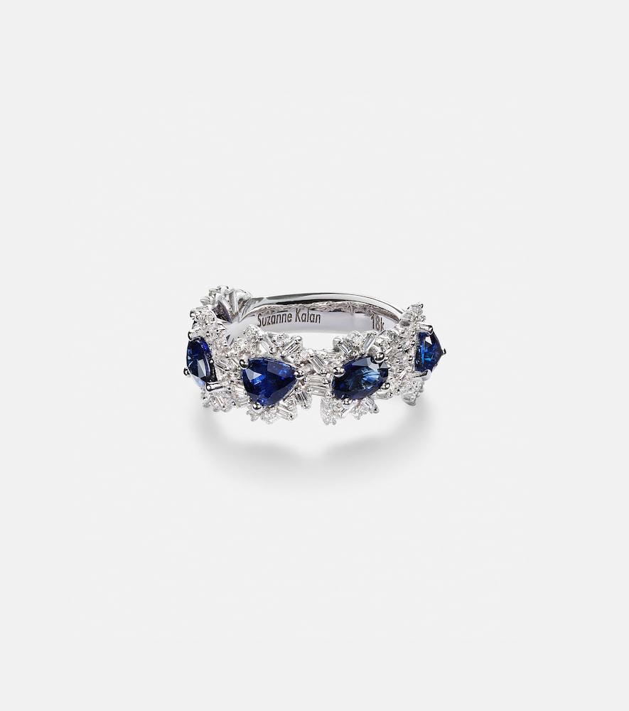 suzanne kalan 18kt white gold ring with sapphires and diamonds