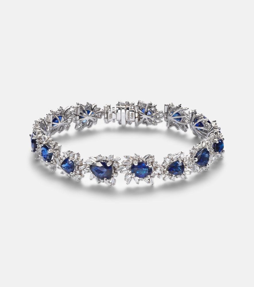suzanne kalan 18kt white gold tennis bracelet with sapphires and diamonds