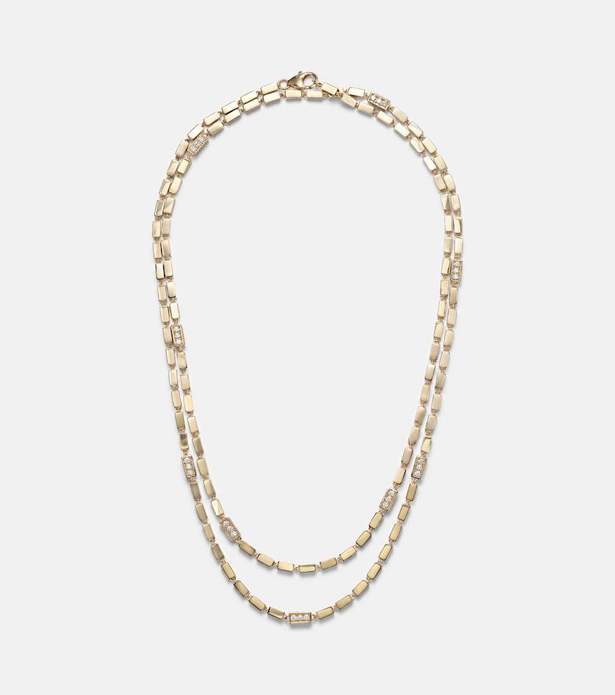 suzanne kalan block-chain 18kt gold chain necklace with diamonds