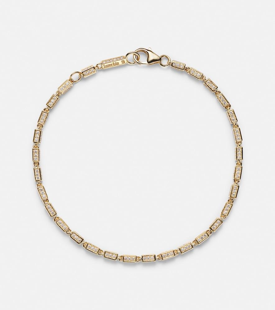 suzanne kalan block-chain mini 18kt gold bracelet with diamonds