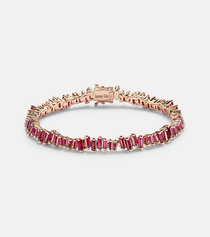 suzanne kalan bold 18kt rose gold tennis bracelet with rubies