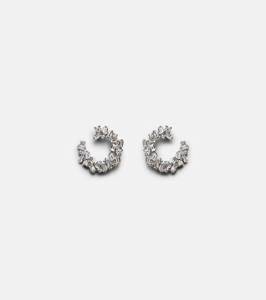 suzanne kalan chloé 18kt white gold hoop earrings with diamonds