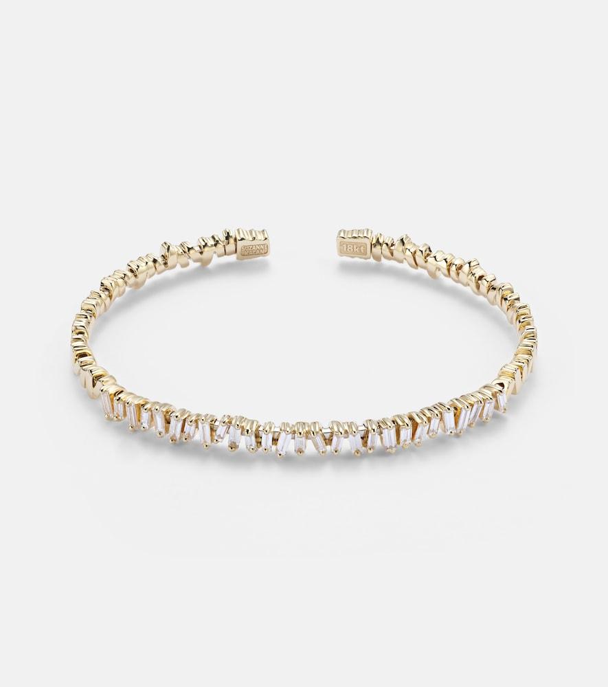 suzanne kalan classic 18kt gold bangle with diamonds