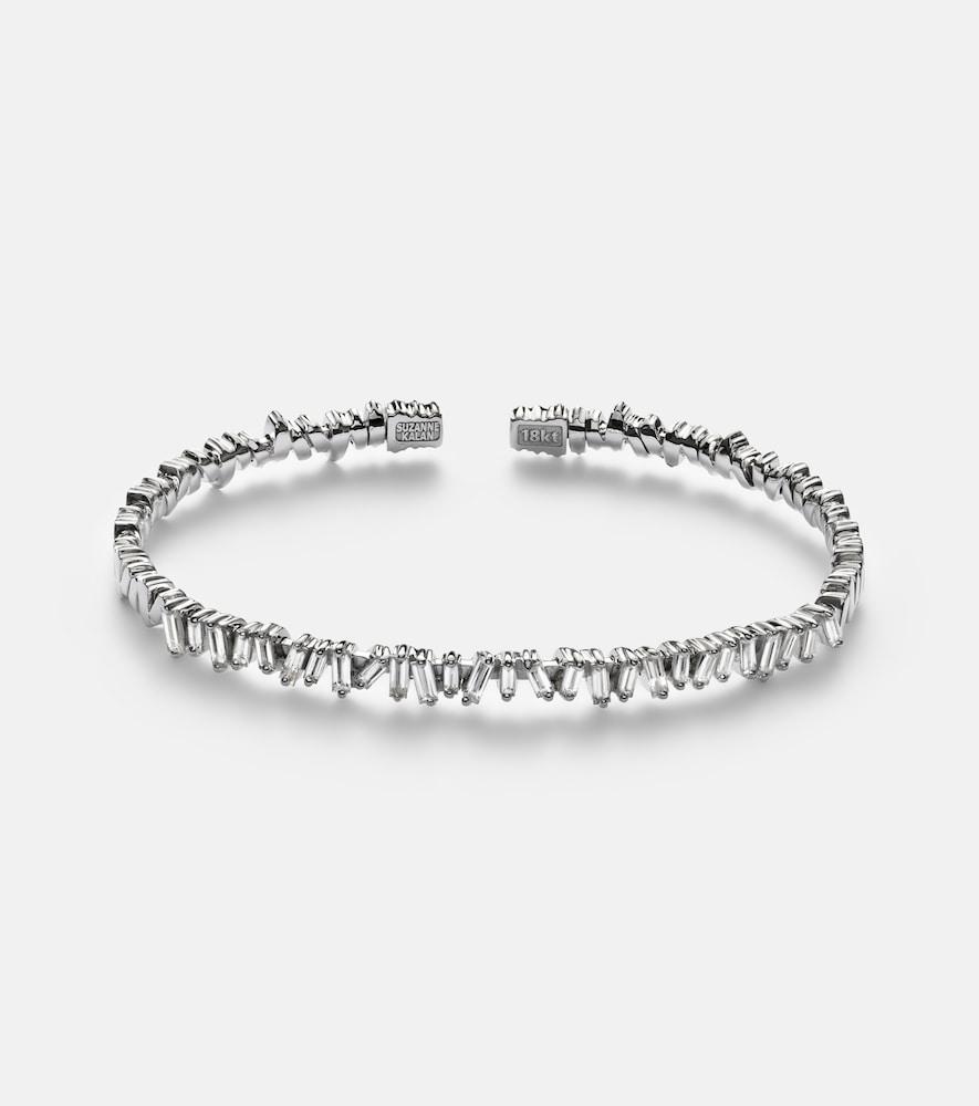 suzanne kalan classic 18kt white gold bangle with diamonds