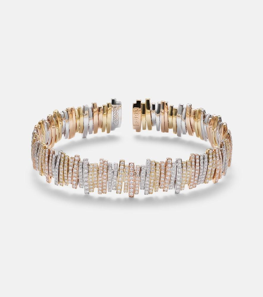 suzanne kalan classic milli 18kt yellow, rose, and white gold bangle with diamonds