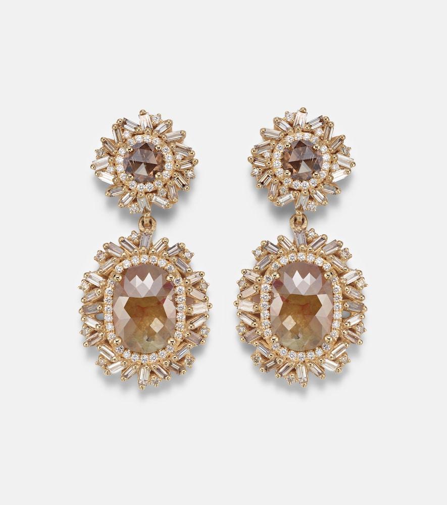 suzanne kalan doublet 18kt gold drop earrings with diamonds