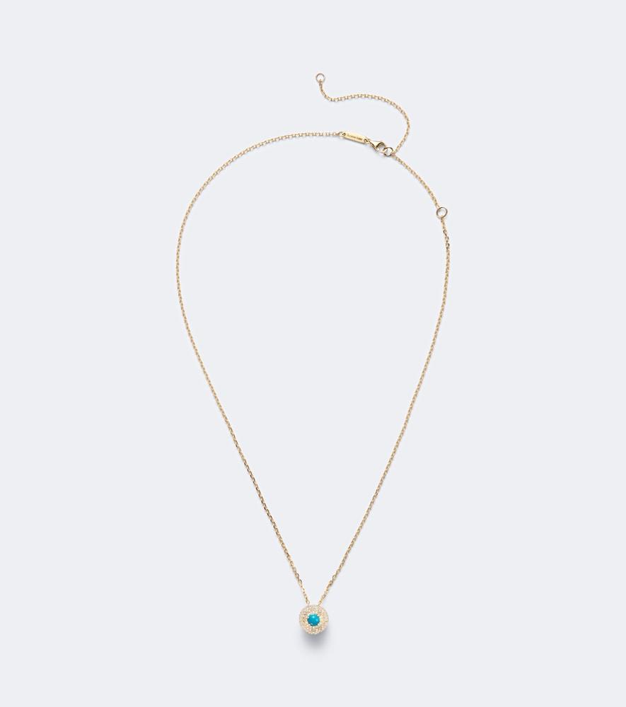 suzanne kalan evil eye 18kt gold pendant necklace with diamonds and turquoise