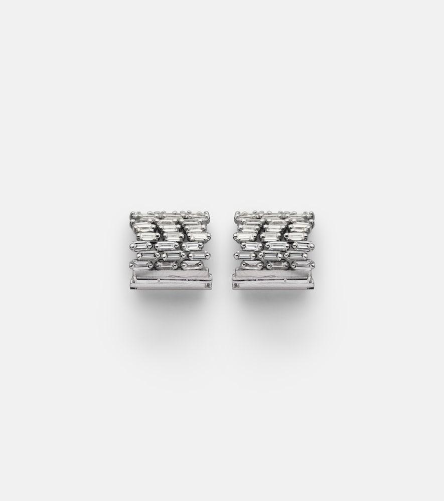 suzanne kalan rondelle 18kt white gold earrings with diamonds