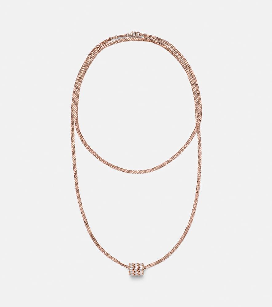 suzanne kalan roundel 18kt rose gold necklace with diamonds