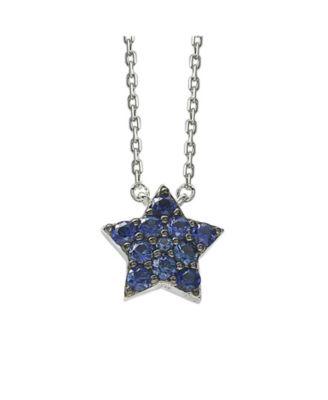 suzy levian sterling silver sapphire created white sapphire star necklace