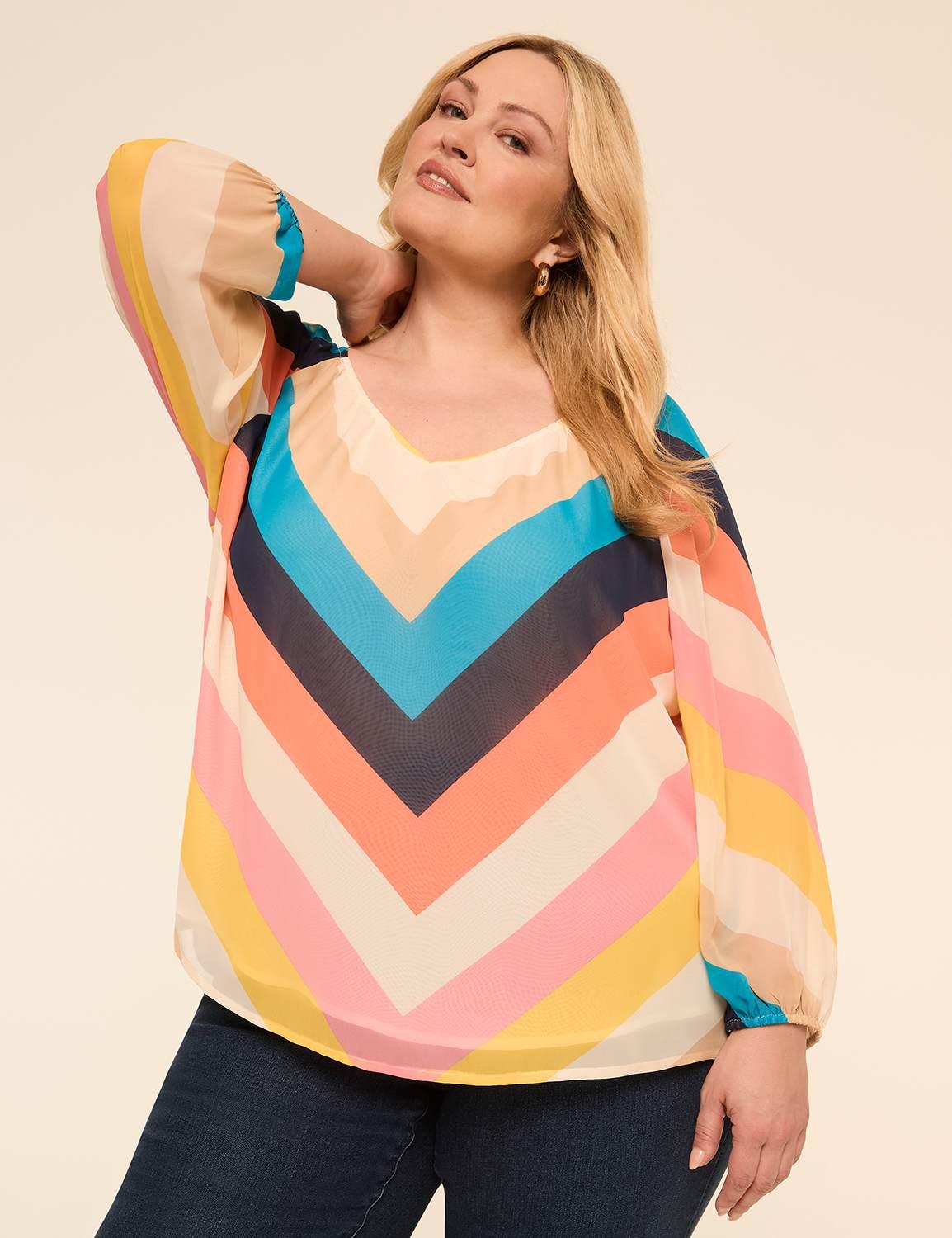 swing bracelet-sleeve v-neck blouse