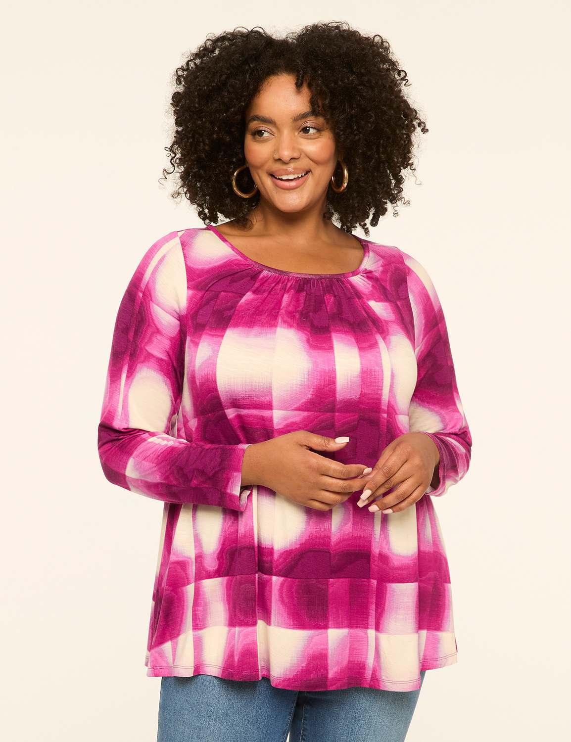 swing long-sleeve crew-neck top