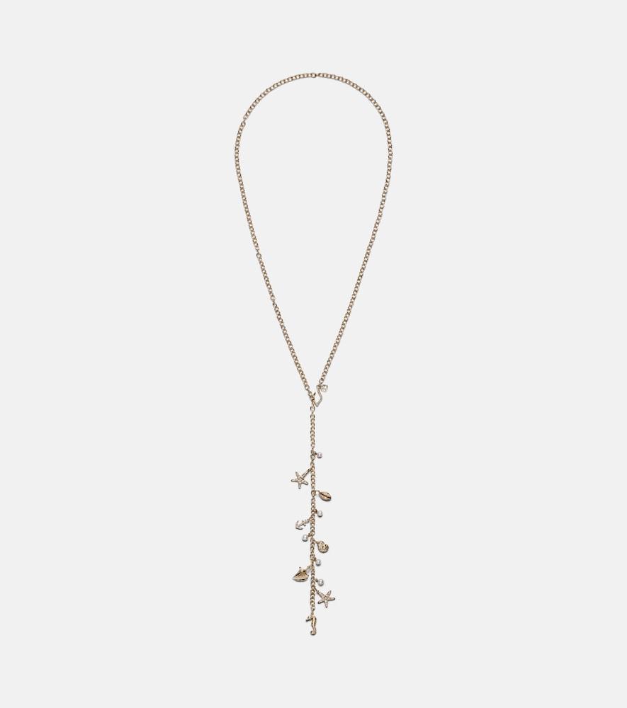 sydney evan 14kt gold charm necklace with diamonds and pearls