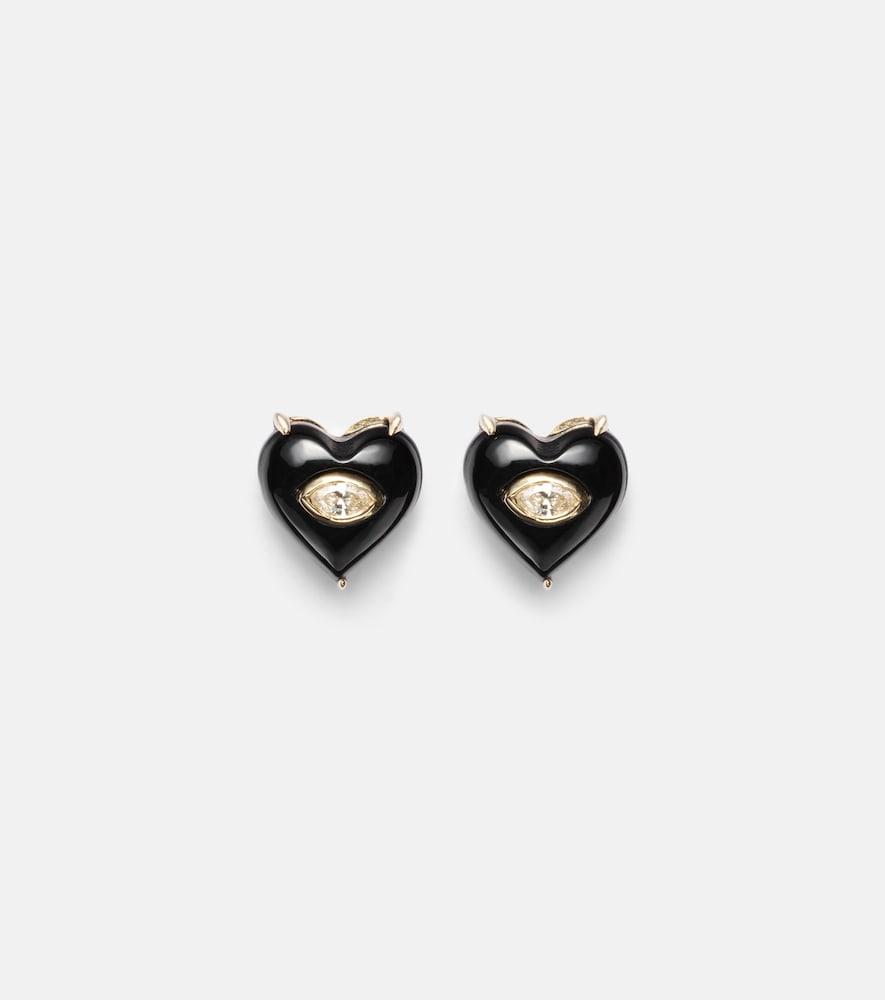 sydney evan 14kt gold earrings with diamonds and onyx