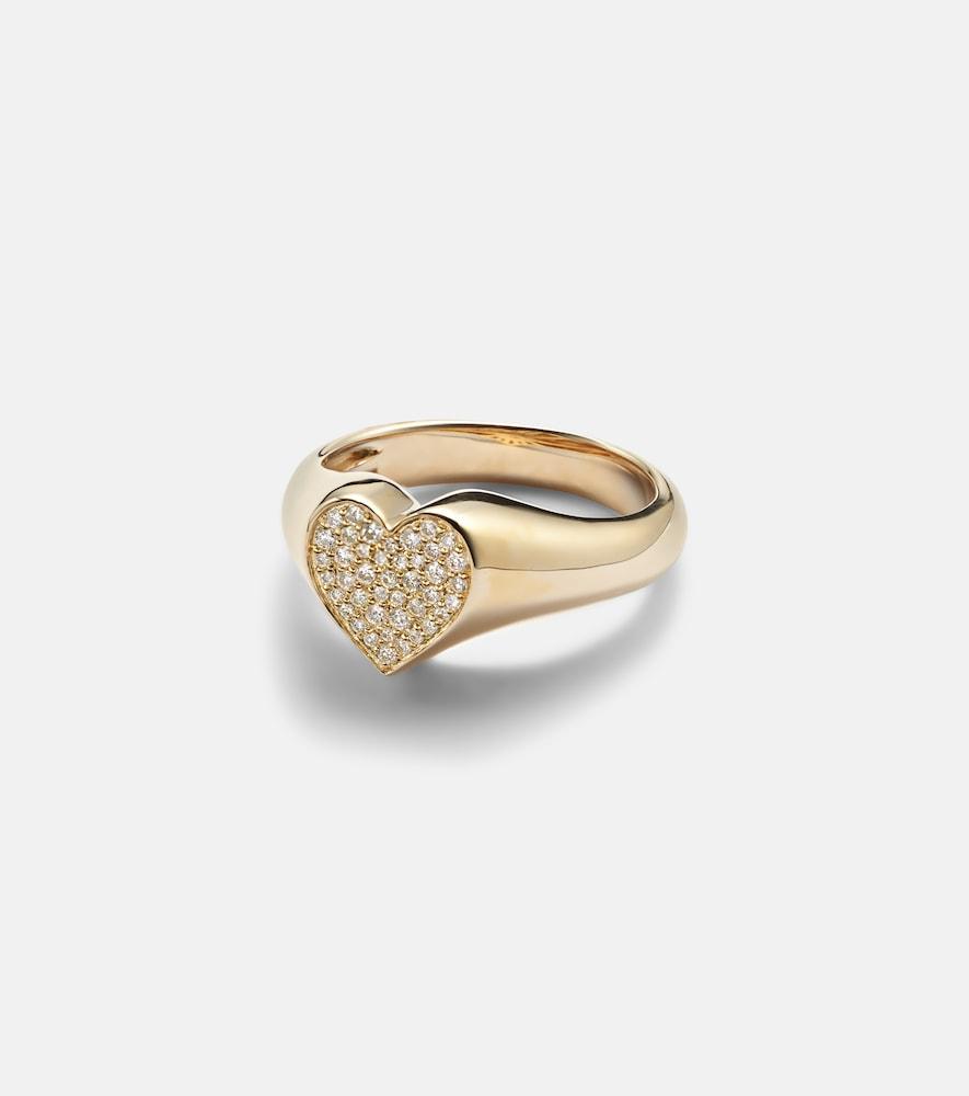 sydney evan 14kt yellow gold heart ring with diamonds
