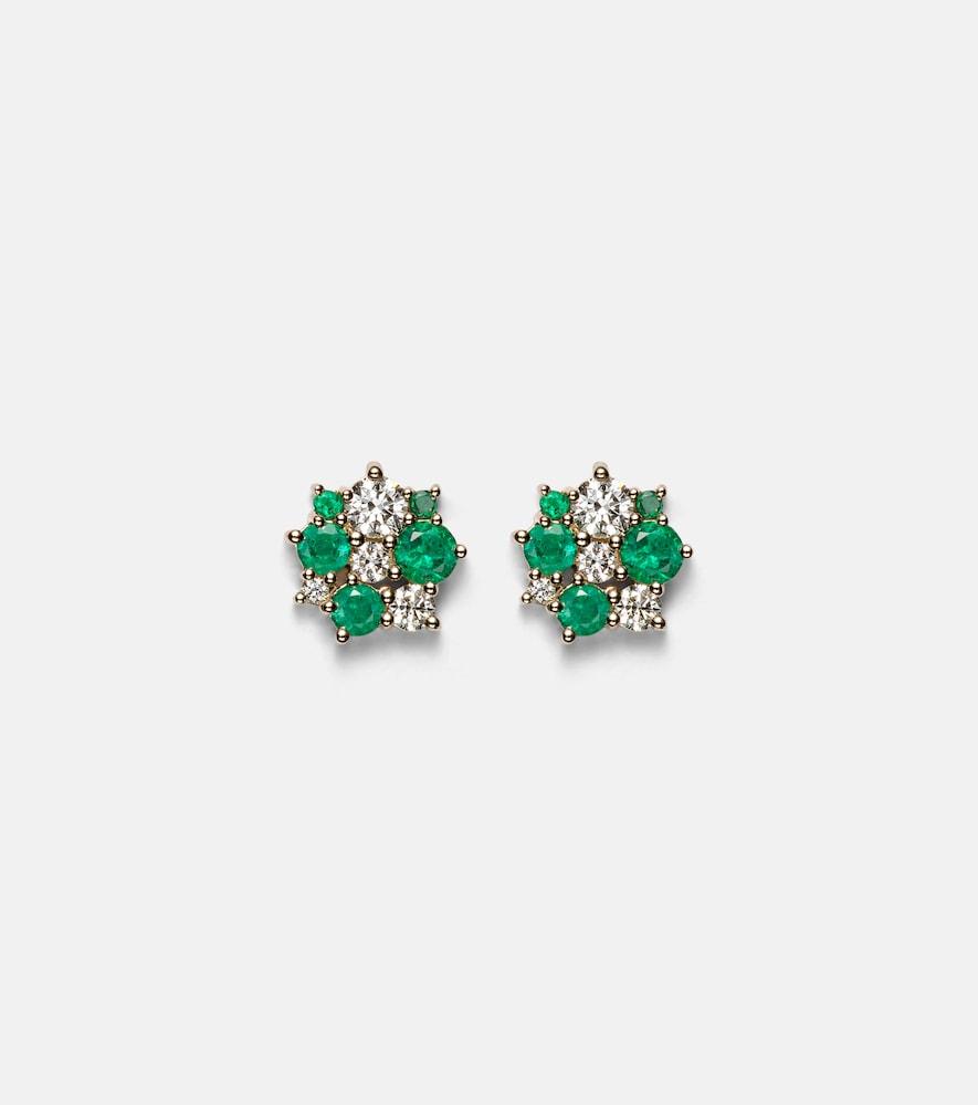 sydney evan cocktail 14kt gold earrings with emeralds and diamonds