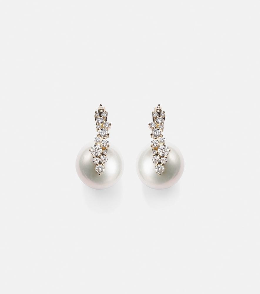 sydney evan cocktail 14kt gold earrings with pearls and diamonds