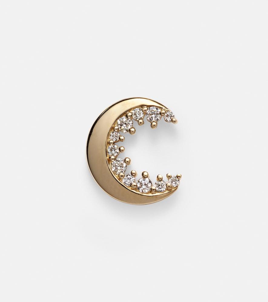 sydney evan crescent moon 14kt gold single earring with diamonds