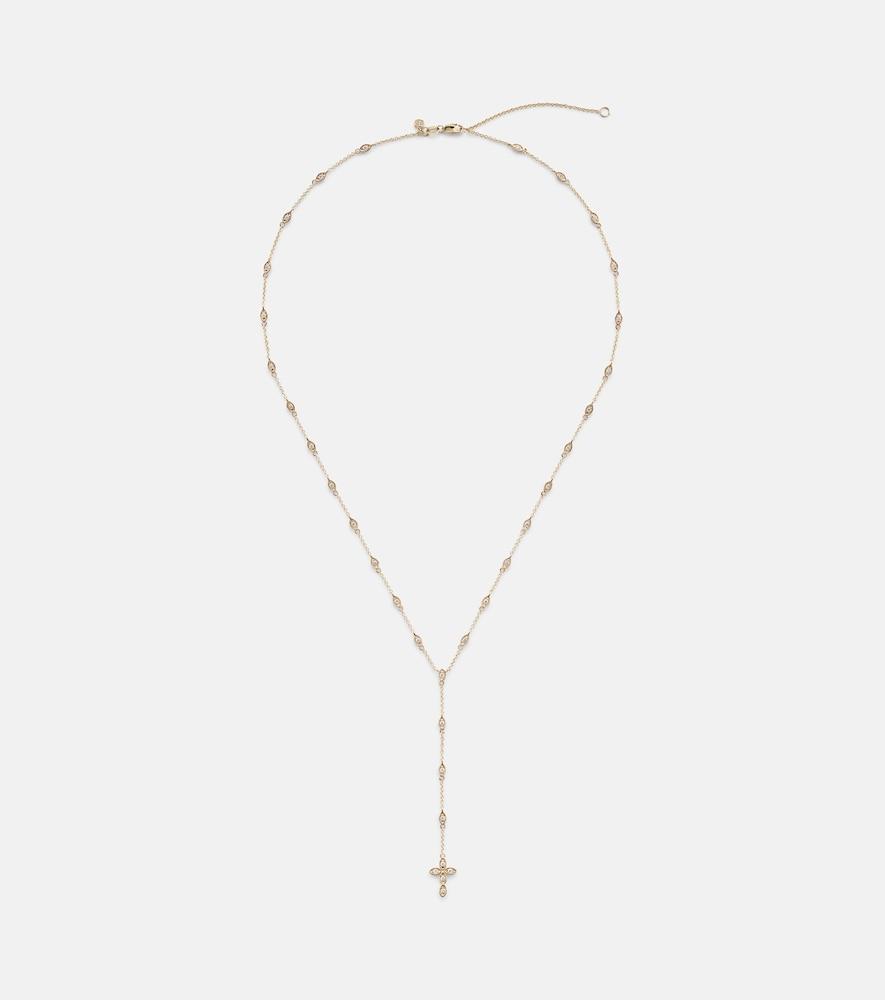 sydney evan cross 14kt gold pendant necklace with diamonds