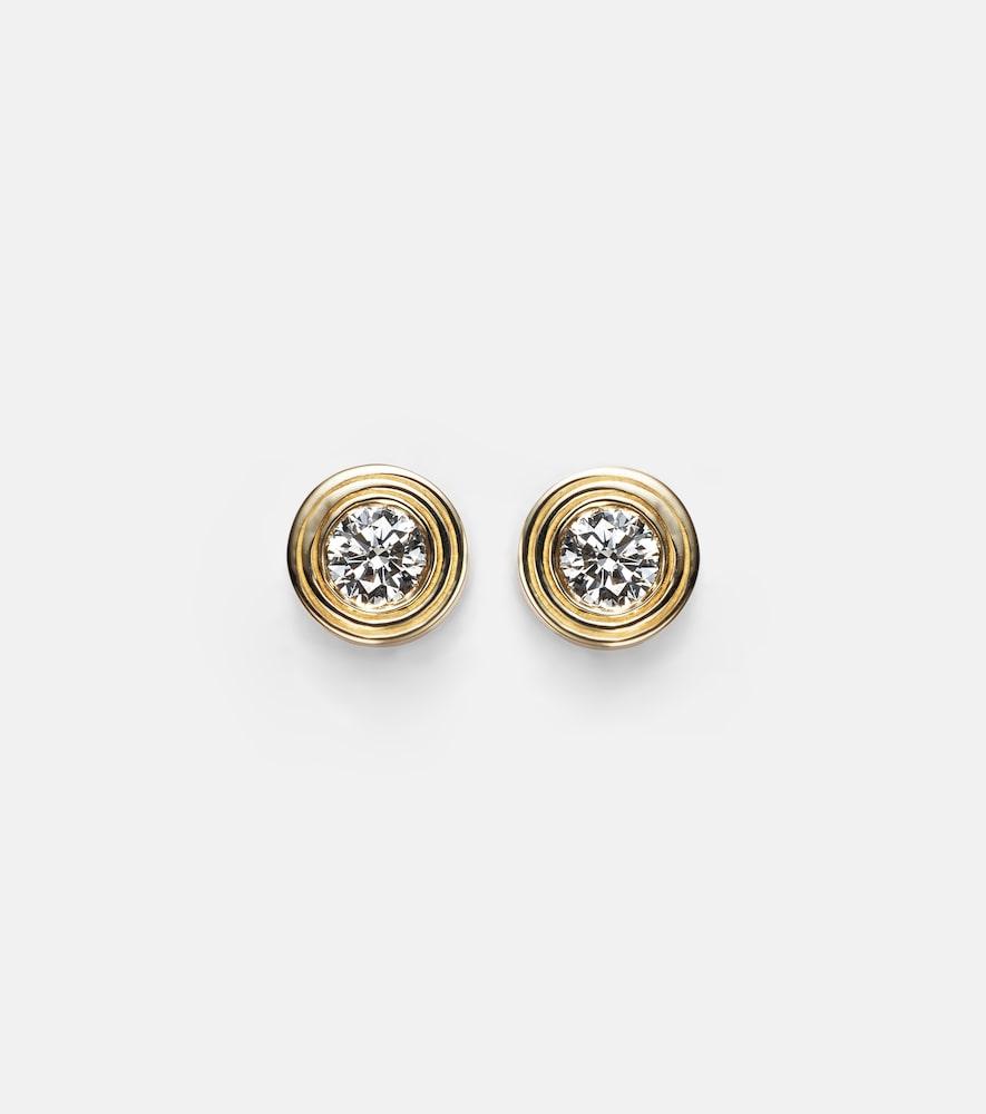sydney evan fluted 14kt gold earrings with diamonds
