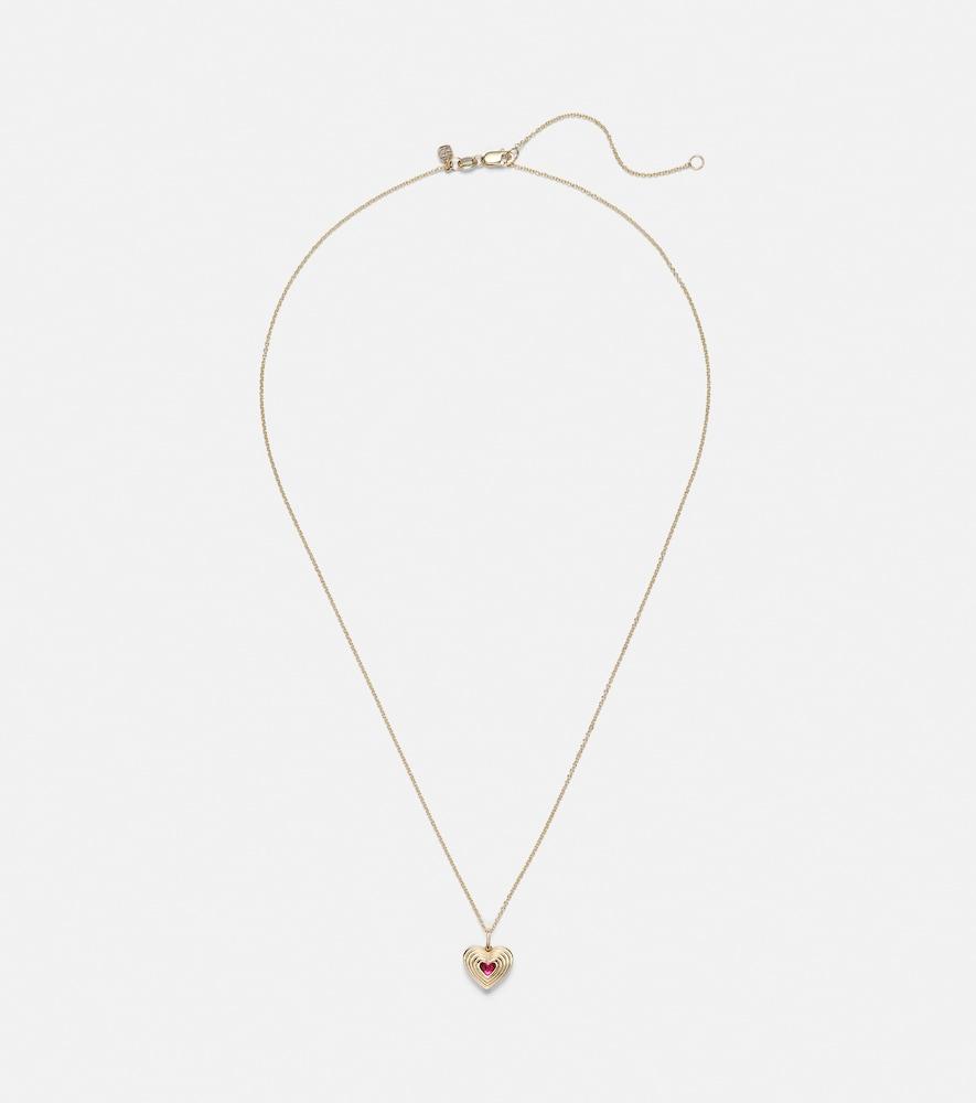 sydney evan fluted heart 14kt gold chain necklace with ruby