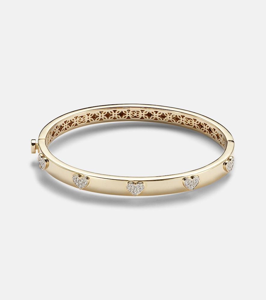 sydney evan heart 14kt gold bangle with diamonds