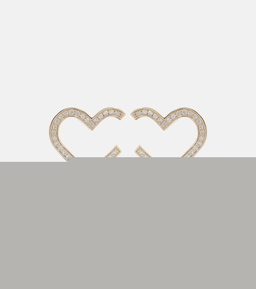 sydney evan heart 14kt gold hoop earrings with diamonds