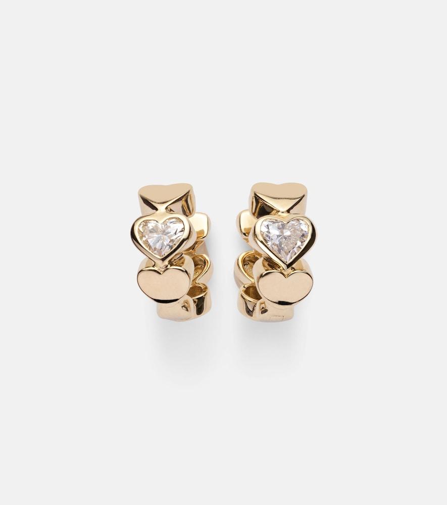 sydney evan heart diamond 14kt gold hoop earrings