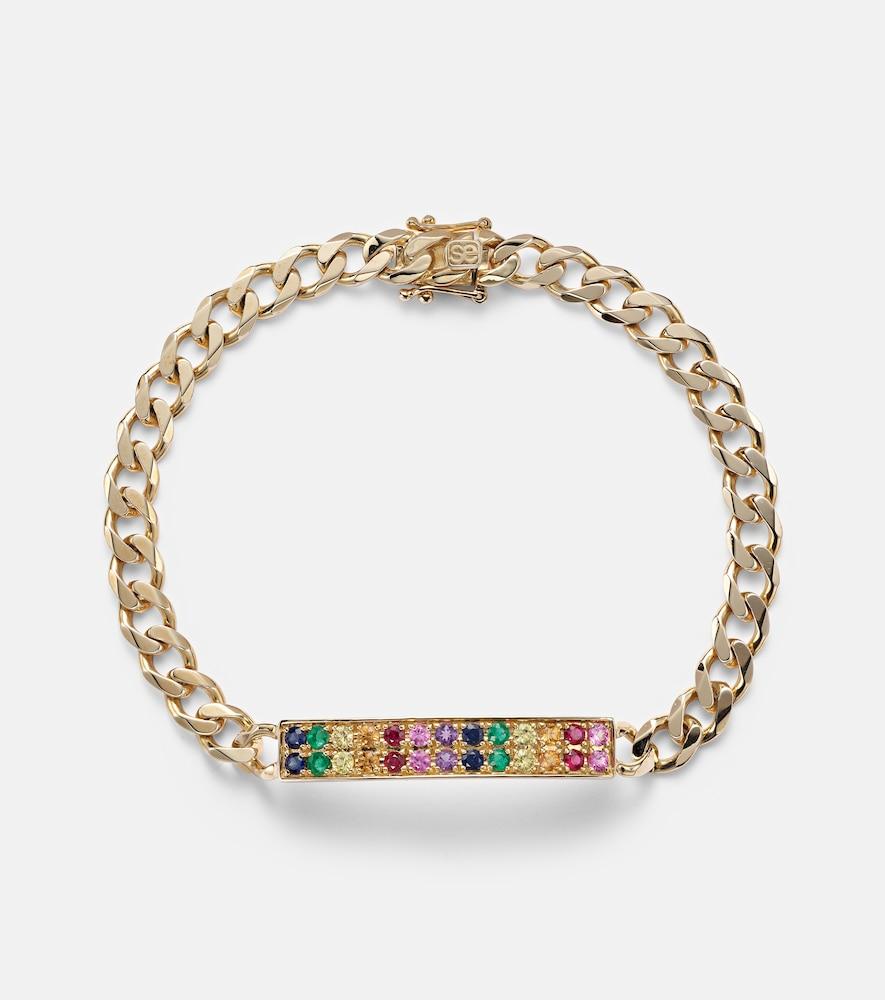 sydney evan id bar 14kt gold chain bracelet with diamonds